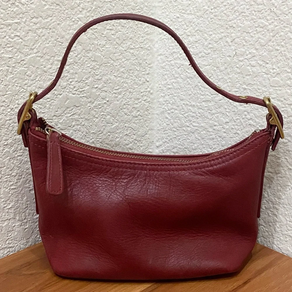 Vintage Y2K COACH 9844 Legacy West Demi Burgundy Red Leather Hobo Mini Bag - Picture 2 of 16